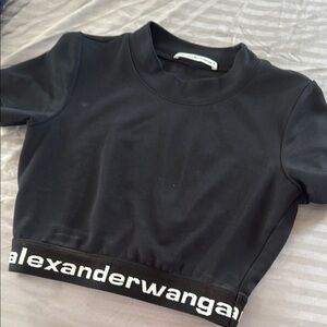 Alexander Wang Kids Black Logo Crop Top